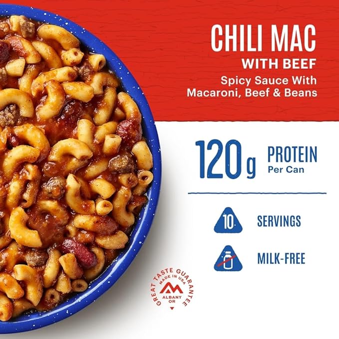 Mountain House Chili Mac with Beef #10 Can | Freeze Dried Survival & Emergency Food | 10 Servings