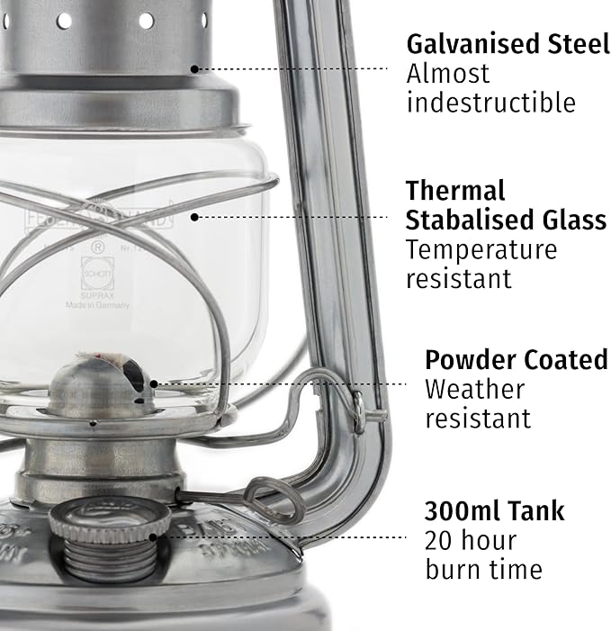 Baby Special 276 Storm Lantern - Made in Germany Since 1893 - Petroleum Lamp Made of Powder-Coated Steel and Shatterproof Glass - Sage Green