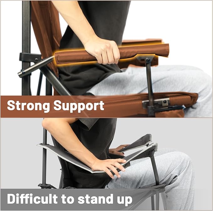 TIMBER RIDGE Oversized Folding Camping Chair High Back Heavy Duty for Adults Support up to 500lbs with Cup Holder, Side Pocket Cooler Bag 2 Pack