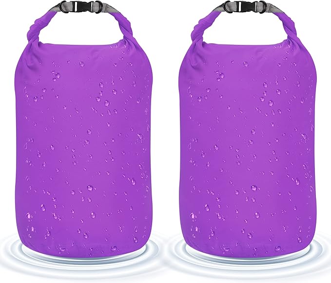Desoto Waterproof Dry Bag 2 packs, 2L/5L/10L/20L/40L/70L Dry Sack Lightweight Portable, Dry Storage Bag to Keep Gear Dry Clean for Kayaking, Gym, Hiking, Swimming, Camping (Purple, 70L)