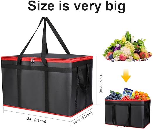 musbus For doordash catering bag 22x14x13 Black Red Insulated Food Delivery Bag Cooler Bags Keep Food Warm Catering Therma for doordash Catering Cooler BagsTherma Shopper hot XXXL 22w x 14 lx 13d