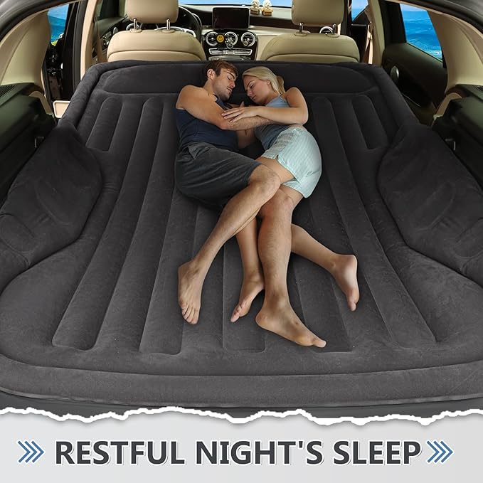 Self-Inflating SUV Air Mattress with Built in Electric Pump,car air Mattress with Pillow for Trunk,Portable car Mattress for Travle and Camping, Black