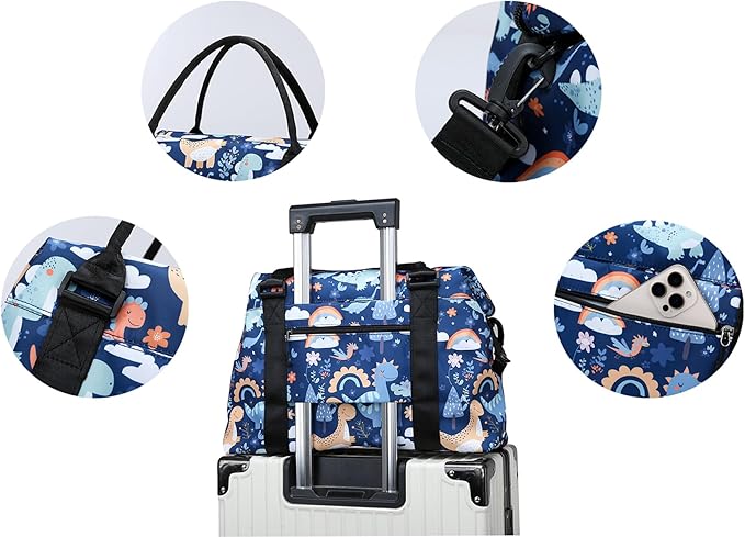 Travel Duffle Bag Weekender Overnight Bag Gym Tote Bag with Wet Pocket for Women Girls Workout Duffel Bag Water Resistant (Cute Lions)