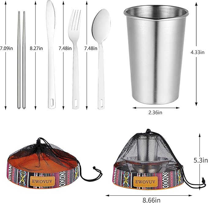 Camping Mess Kit - for Camping 1 to 2 Person boy Scout Camp Dishes Camping Cooking Utensils Accessories Plates Dinnerware Set Outdoor