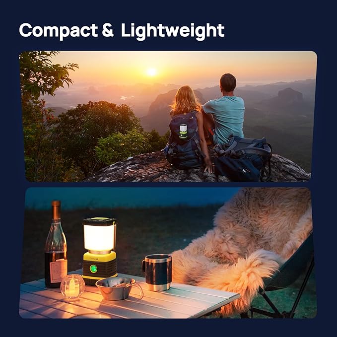 LED Camping Lantern, Consciot Battery Powered Camping Lights, 1000LM, 4 Light Modes, IPX4 Waterproof Tent Lights, Portable Flashlight for Power Outages, Emergency, Hurricane, Hiking, 2-Pack
