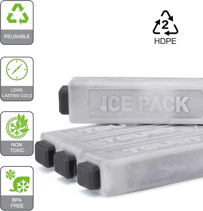 TOURIT Ice Packs for Coolers Reusable Long Lasting Freezer Packs for Lunch Bags/Boxes, Cooler Backpack