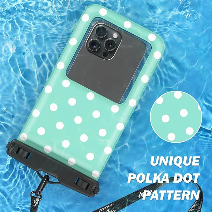 MoKo Large Waterproof Phone Pouch - 2 Pack Floating Water Protector Case Dry Bag with Detachable Lanyard, Compatible for iPhone 15 14 13 Pro Max, Galaxy S23 S22 Ultra, MintGreen+SkyBlue