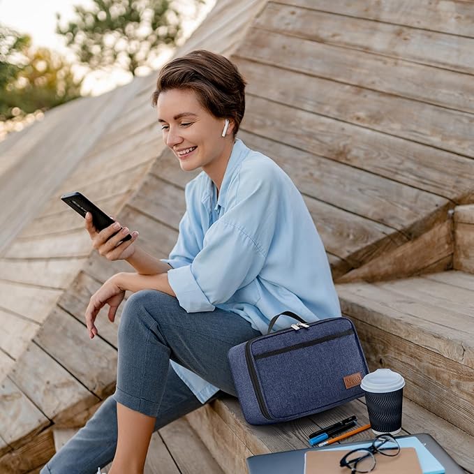 Lifewit Freezable Lunch Box, Insulated Reusable Lunch Bag with 2 Ice Packs, Mini Cooler Snack Bag for Bento Box for Salad, Sandwich, Snacks fo Men Women for Work, Dark Blue 5L