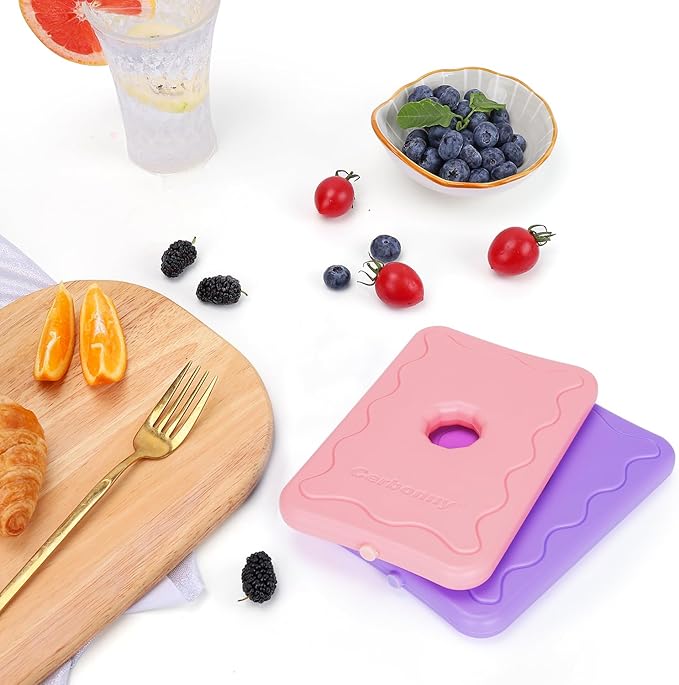 Cerbonny Ice Packs For Lunch Boxes,Lunch Box Ice Packs,Ice Pack For Lunch Box,2PS,Ice Packs For Cooler,Freezer Packs,Cooler Ice Packs,Fit For 3+, pink purple