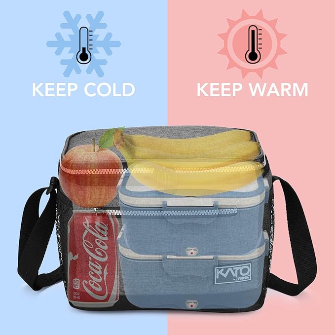 Tirrinia Insulated Lunch Box for Men/Women, Leakproof Thermal Lunch Bag for Office Picnic Work Beach Camping, Reusable Lunch Cooler Tote for Adult,Dark Grey