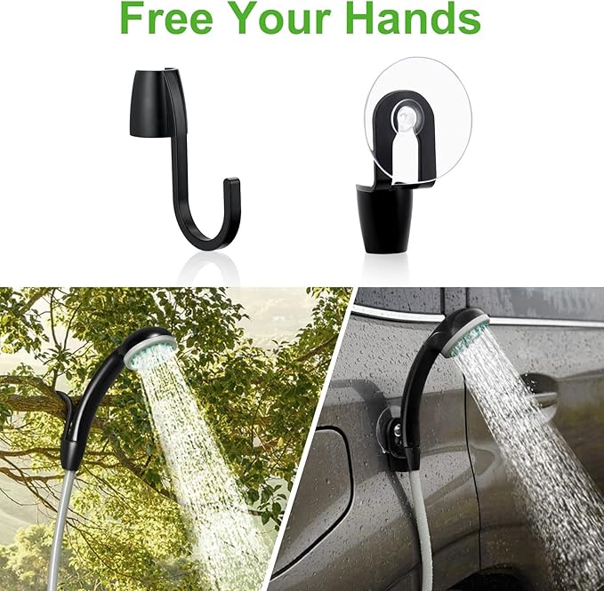 KEDSUM Portable Shower, Portable Camp Shower Pump with Rechargeable Battery, Portable Shower for Camping, Portable Outdoor Shower Head for Camping, Hiking, Traveling(+ Handheld Sprayer)