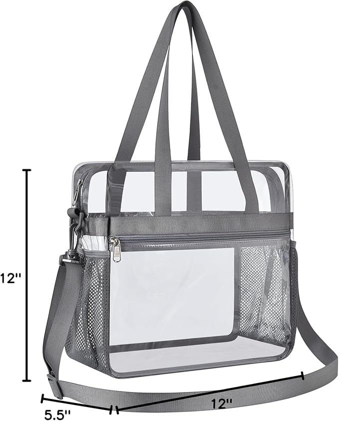 USPECLARE Clear Tote Stadium Approved, Security Travel & Gym Clear Bag for Work Sports Games Concerts
