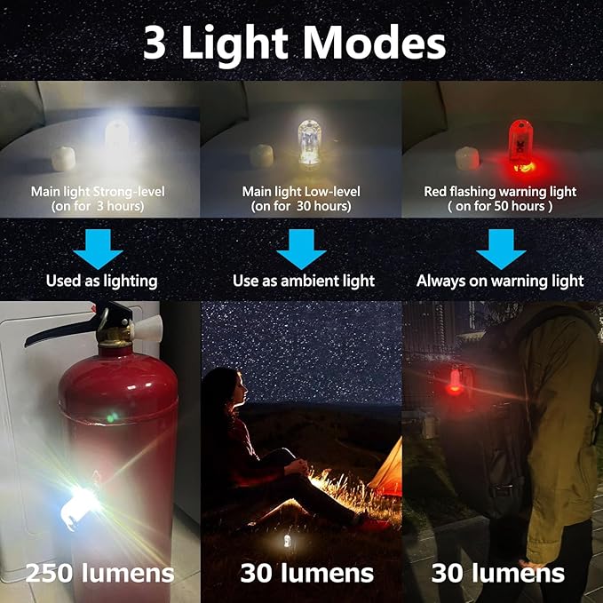 USB Mini LED Lantern, 2 Pack Waterproof EDC Keychain LED Flashlight for Camping, Type-C Rechargeable Battery Small Stick Lamp Puck Dog Collar Torch Light (White+Red)