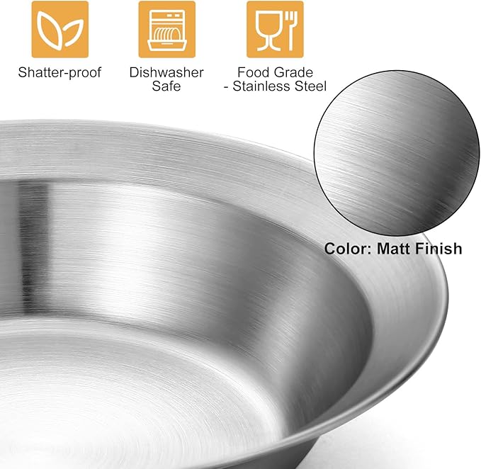 Odoland Camping Complete Messware Kit, Polished Stainless Steel Camp Dinnerware, Camping Cooking Tableware, Cutlery Organizer Utensil with Plates and Bowls Set for Backpacking, Hiking, Picnic