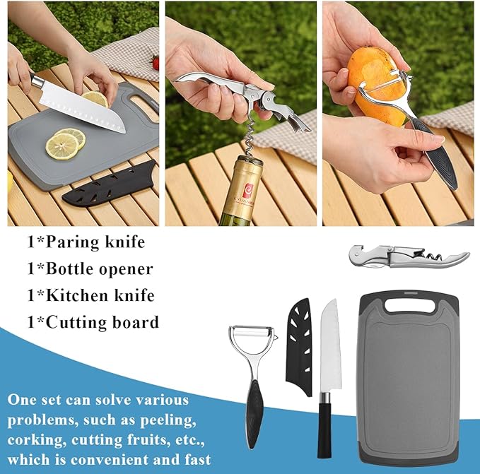 Kyraton Camping Cooking Set 15 Pack, Camping Cookware, Camping Supplies, Portable Camping Kitchen Utensil Set, Ldeal for Backpacking, Barbecuing, Camping and Hiking Trips.