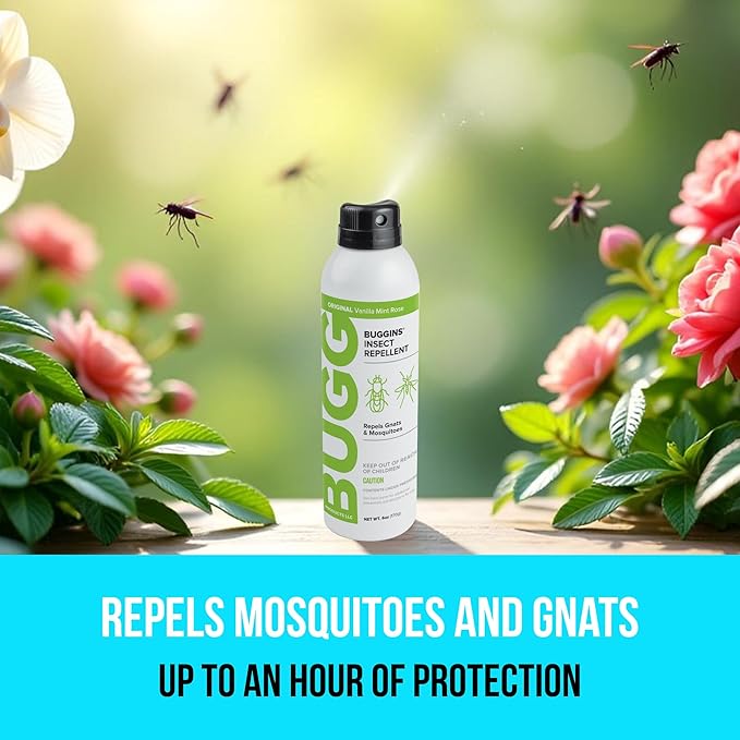BUGGINS Original - Insect Repellent - Mosquitoes & Gnats, DEET Free, Non-Greasy - 6 oz Continuous Spray Can