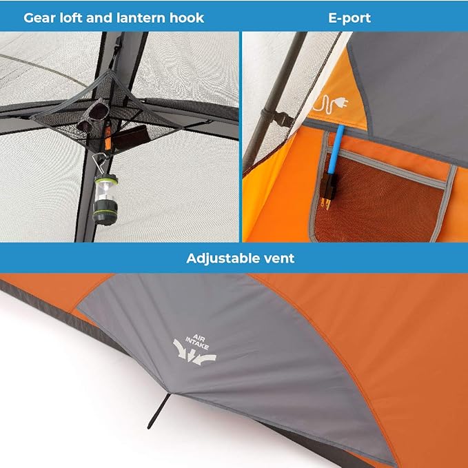 CORE Tent for Family Camping | 4 Person & 6 Person Portable Camp Tent with Carry Bag for Outdoor Car Camping | Included Gear Loft Organizer for Camp Accessories