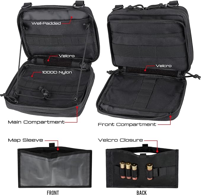 WYNEX Tactical Large Admin Pouch of Double Layer Design, Molle EDC EMT Utility Pouch with Map Sleeve Modular Tool Pouch Large Capacity Flag Patch Included