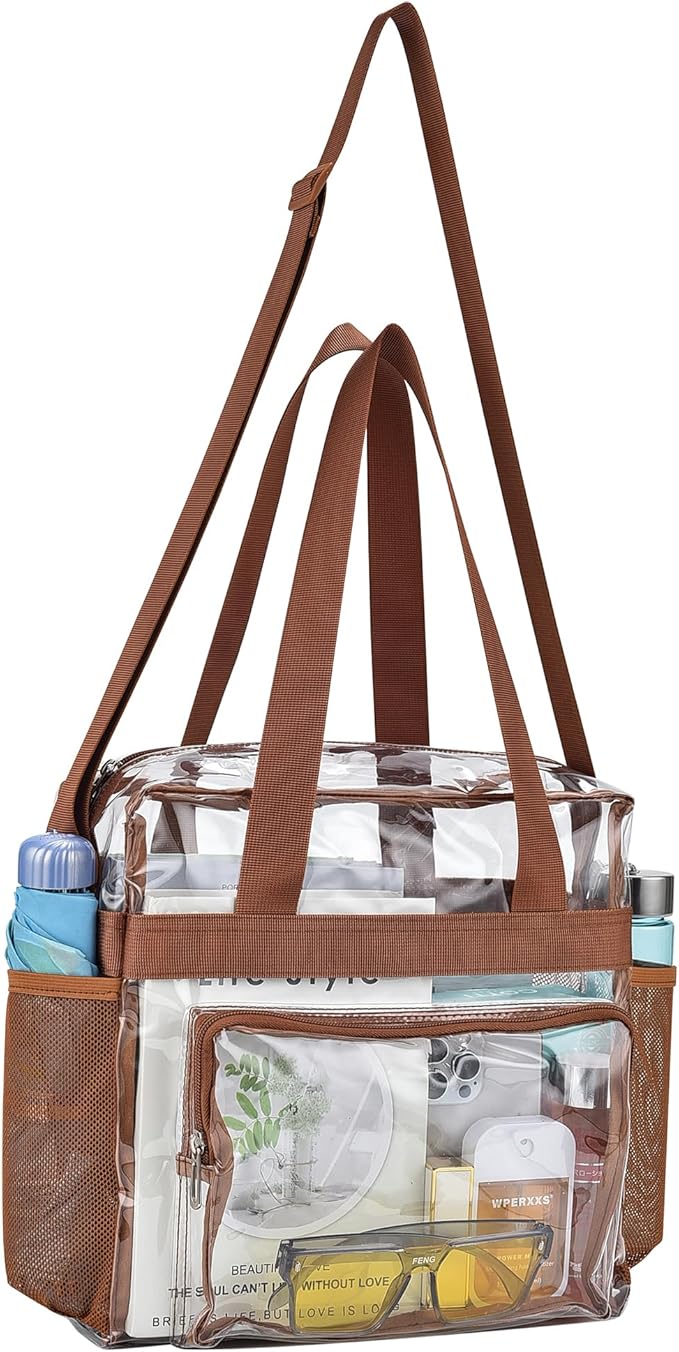 USPECLARE Clear Tote Stadium Approved, Security Travel & Gym Clear Bag for Work Sports Games Concerts