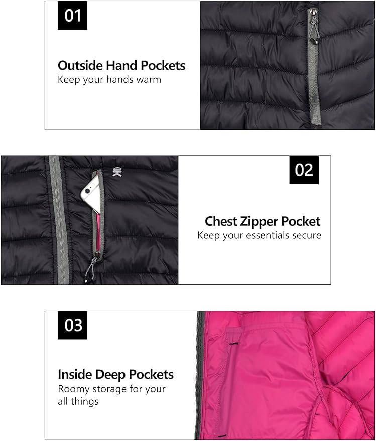 Little Donkey Andy Women's Packable Lightweight Puffer Jacket Hooded Windproof Winter Coat with Recycled Insulation