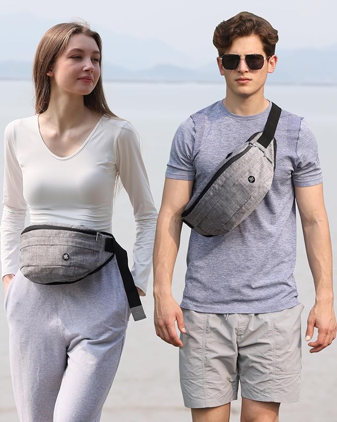 WATERFLY Fanny Pack for Men Women Water Resistant Large Hiking Waist Bag Pack Carrying All Phones for Running Walking Traveling