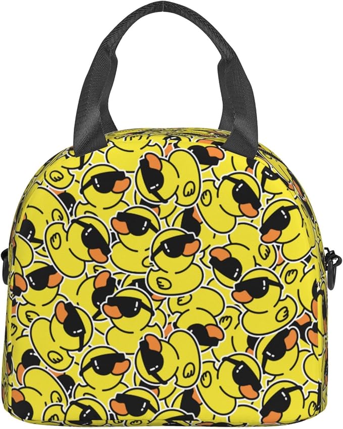 bassyil Duck Insulated Lunch Bag Reusable Lunch Box With Adjustable Shoulder Strap Cooler Tote Bag For Men Women
