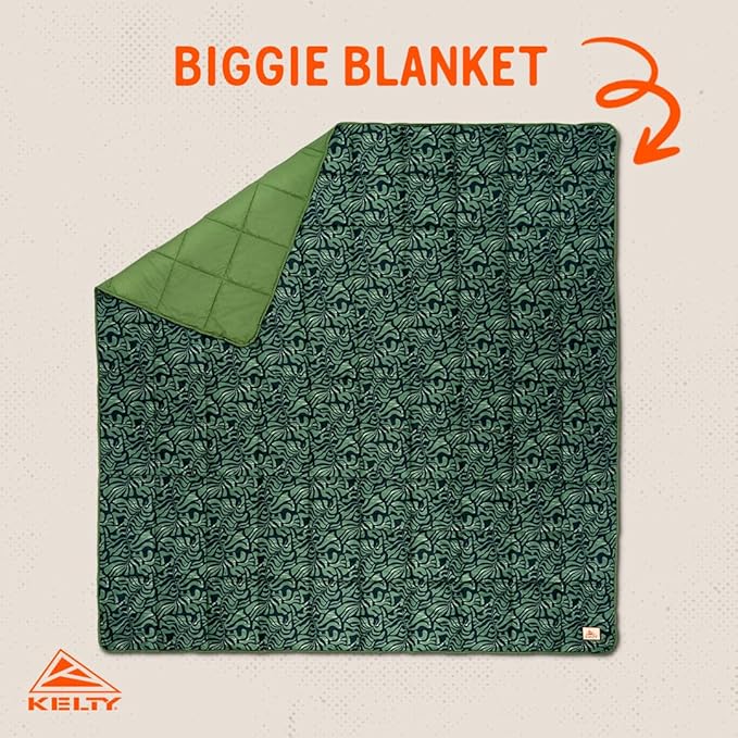 Kelty Biggie Blanket, 2 Person Large Insulated Camping Indoor Outdoor Travel Blanket and Ground Picnic Covering, Updated for 2022