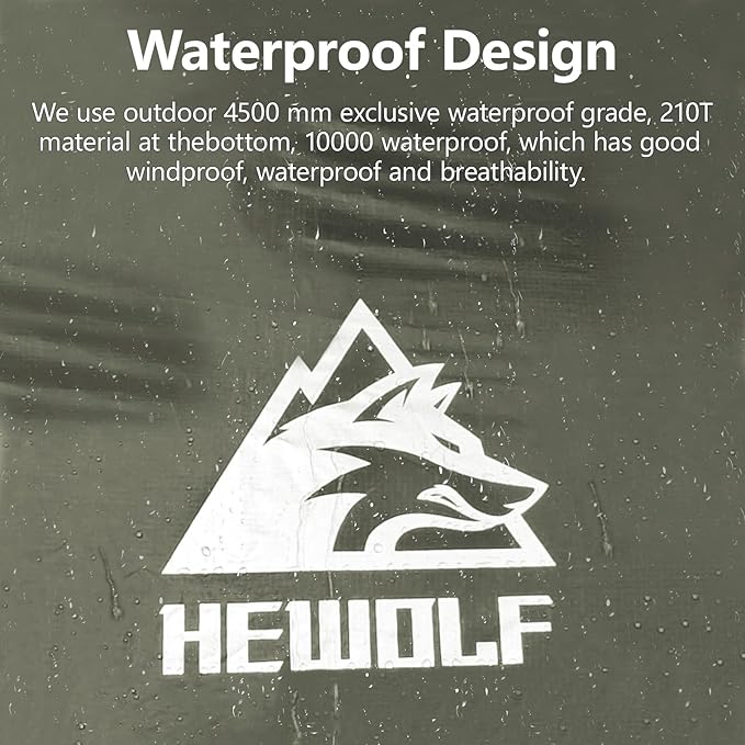 Hewolf 2/3/4 Person Camping Tent - Instant Pop Up Waterproof 2 Doors Tent with Easy Setup | 3-Season Hexagonal Dome Design for Family, Hiking & Traveling