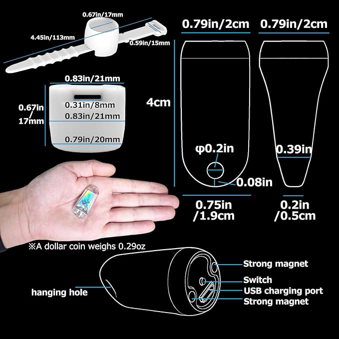 USB Mini LED Lantern, 2 Pack Waterproof EDC Keychain LED Flashlight for Camping, Type-C Rechargeable Battery Small Stick Lamp Puck Dog Collar Torch Light (7-Color Automatic Flashing)