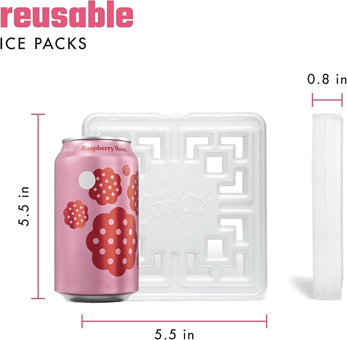 Cool Coolers Fashion Ice by Fit & Fresh, 6 Pack Large Slim Ice Packs, Unique Ice Pack Design for Womens Lunch Bag, Space Saving Reusable Ice Packs for Lunch Boxes, Cooler Ice Packs, Pearl White, 6PK