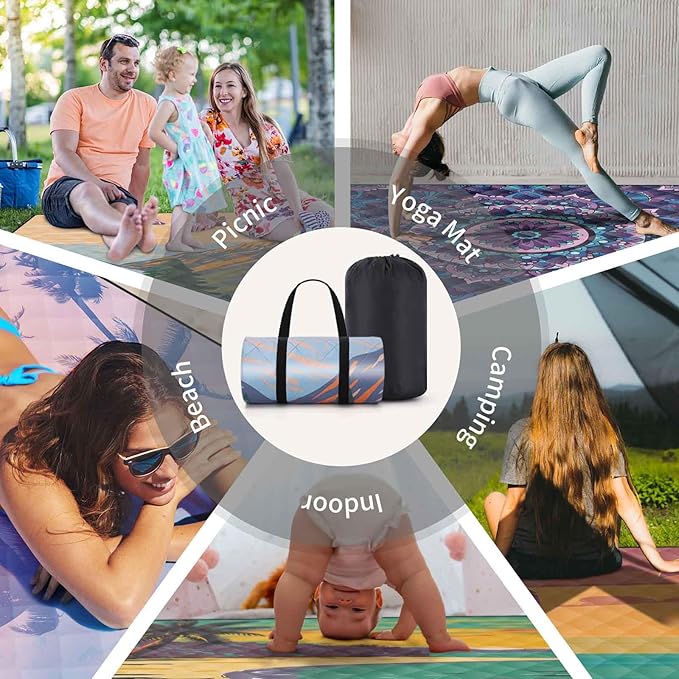 Picnic Blankets 60x80 Sand Repellent Water Resistant Padded Couples Beach Blankey Dogs Backseat Covers Campers Europe Travel Trailer Equipment Outdoorsy Birthday Gift for Girlfriend Teen Kids