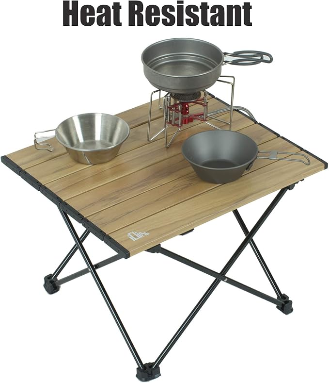 iClimb Ultralight Compact Camping Folding Table with Carry Bag (Blue - S)