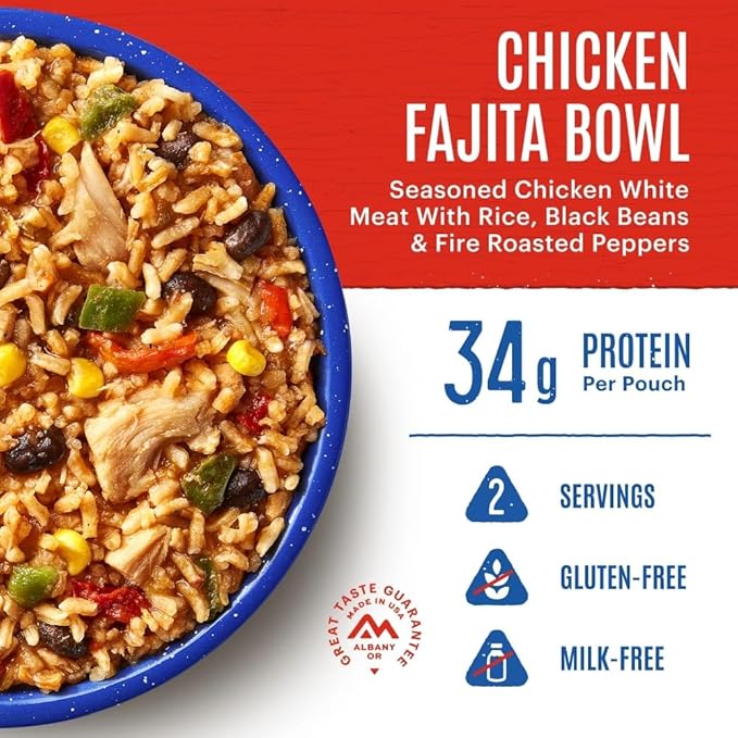Mountain House Chicken Fajita Bowl | Freeze Dried Backpacking & Camping Food | Gluten-Free | 2 Servings