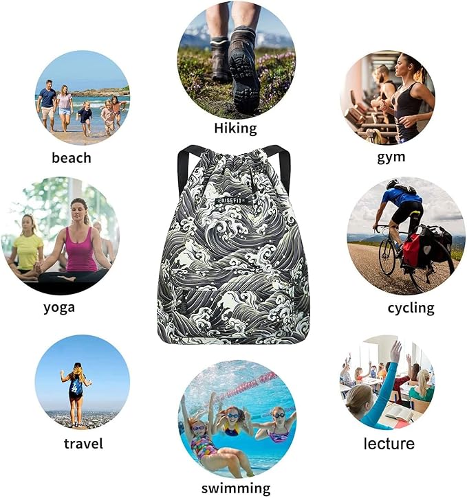 Waterproof Drawstring Bag, Gym Bag Sackpack Sports Beach Backpack for Men Women