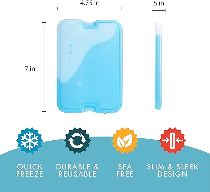 Cool Coolers by Fit + Fresh, Reusable & Long-Lasting XL Slim Ice Packs, Cold Packs for Lunch Boxes, ice Pack for Lunch Bags. Cooler Accessories for Camping, Beach, Lunch, and Work, 8PK, Pink