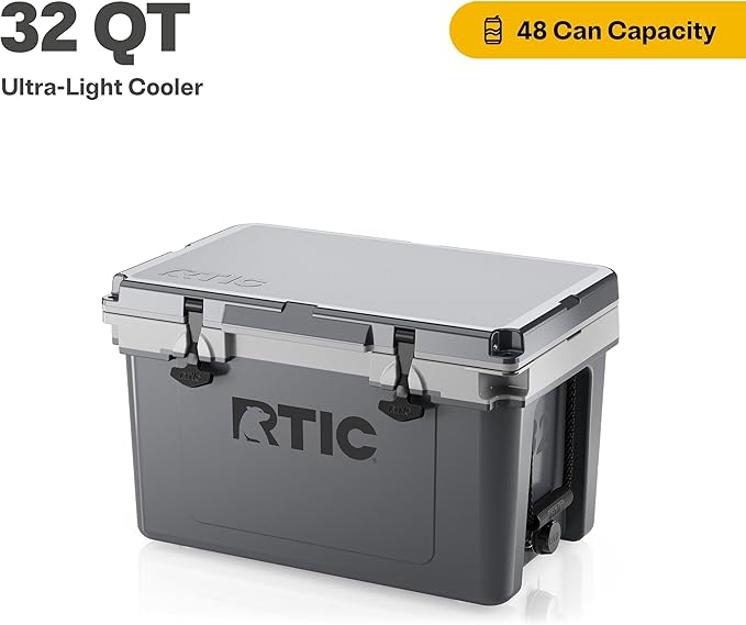 RTIC Ultra-Light 32 Quart Hard Cooler Insulated Portable Ice Chest Box for Drink, Beverage, Beach, Camping, Picnic, Fishing, Boat, Barbecue, 30% Lighter Than Rotomolded Coolers