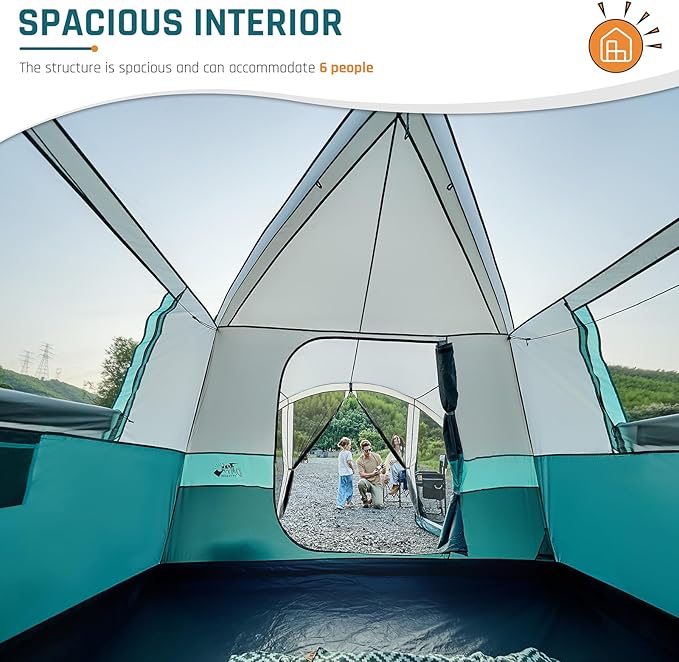 Tents for Camping 6/10 Person Camping Tent with Screen Porch, Weatherproof Large Cabin Tent with Rainfly and Carry Bag, Family Tent for Outdoor Camping and Backyard