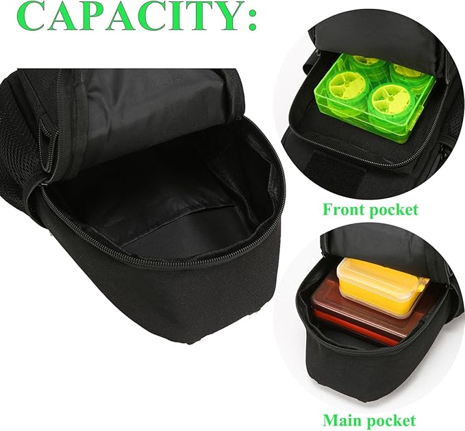 Fishing Sling Bag - Small Fishing Tackle Storage Bags with Rod Holder((Black)