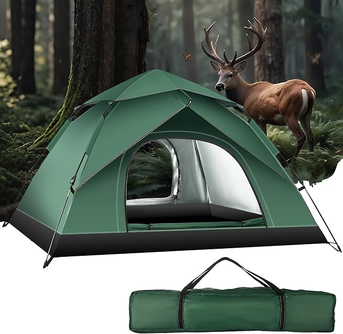 Tents for Camping, 1/2 Person Instant Pop Up Dome Family Camping Tent, Waterproof Windproof 60s Automatic Setup Portable Outdoor Tent for Camping, Backpacking, Hiking, Backyard, Festivals