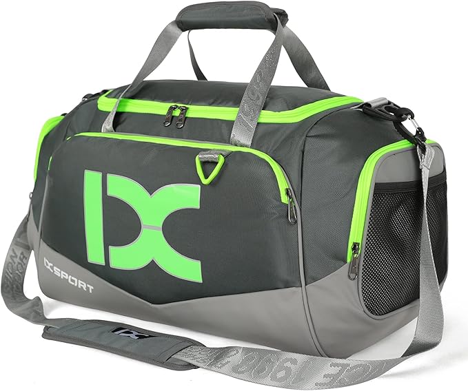Sports Gym Bag,INOXTO Travel Duffel Bag with Dry Wet Pocket And Shoe CompartmentFor Women and Men,40L/55L Fitness Waterproof Weekender Bag For Swim Sports Travel Working Out (Gray green, 40L)