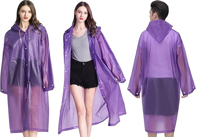 Rain Ponchos Raincoats for Adults Women Men, Reusable 2 Pack Rain Jacket Coats with Hood for Family Disney Camping Hiking