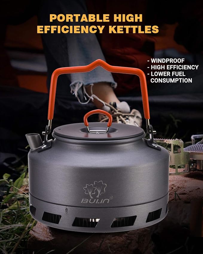 Bulin Camping Kettle 1.6L Aluminum Alloy Open Campfire Coffee Tea Pot Fast Heating Outdoor Gear Great for Boiling Water Ultralight Portable for Hiking Picnic Travel