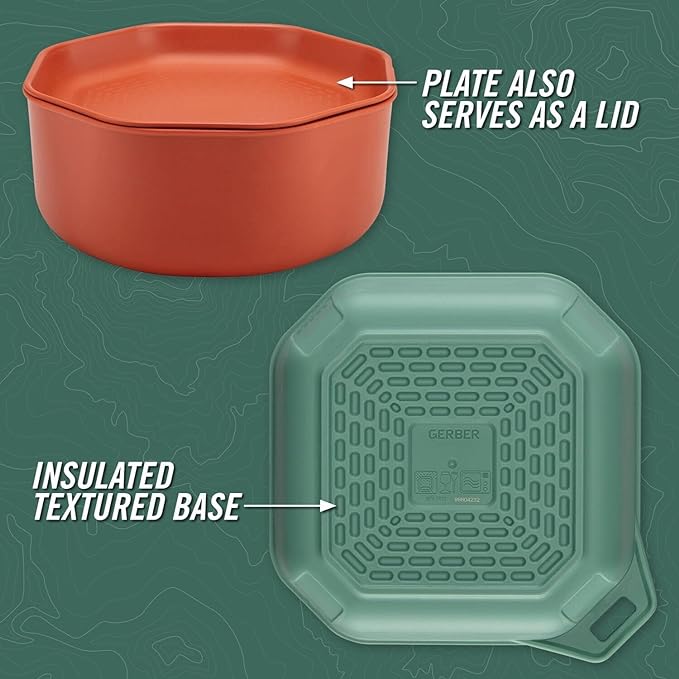 Gerber Gear ComplEAT Tableware Set - Polypropylene Camping Cookware - Portable Outdoor Tableware - 4 Plates, 4 Bowls & 1 Mixing Bowl