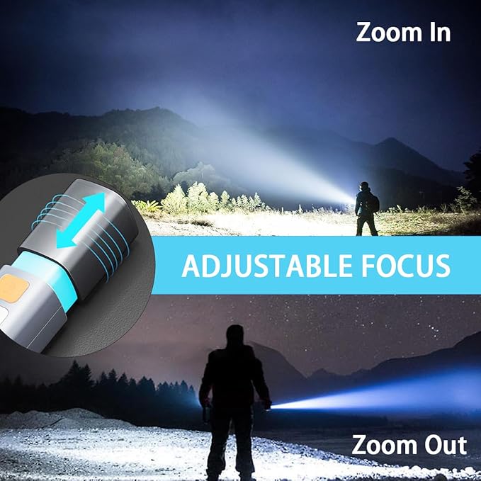 Rechargeable LED Flashlights High Lumens, 20,000 Lumens Super Bright Flashlight with USB Cable and Hook, 3 Modes, Waterproof Flash Light Handheld Powerful Flashlight for Home Camping - 2 Pack
