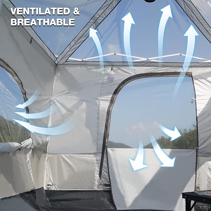 REDCAMP Canopy Camping Tent for Pop Up Canopy Tent, Inner Tent Converts Straight Leg 10'x10' or 10'x20' Canopy into Camping Tent, Fits 4-6 Person(Frame/Shelter NOT Included)