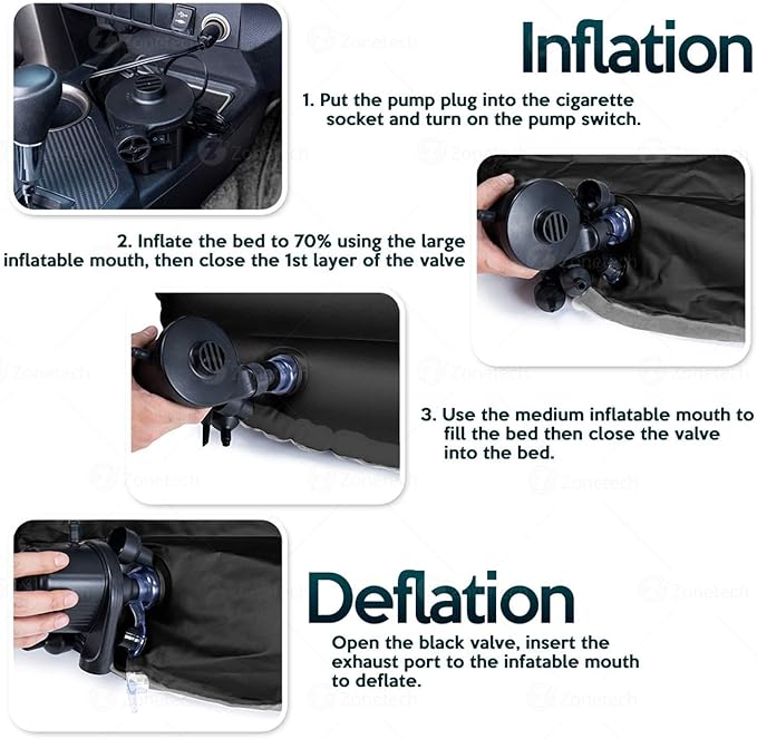 Inflatable Car Air Mattress Back Seat Bed,Thickened Car Travel Camping Air Mattress with Air Pump,Blow Up Bed Portable Car Sleeping Mattress for Car Universal SUV