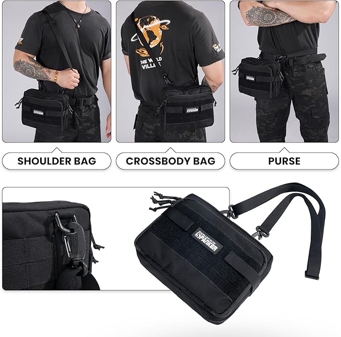 EXCELLENT ELITE SPANKER Tactical Molle Admin Pouch Utility Organizer EDC Medical Bag Utility EDC Tool Pouch with Shoulder Strap Attachment Pouches Waist Bag