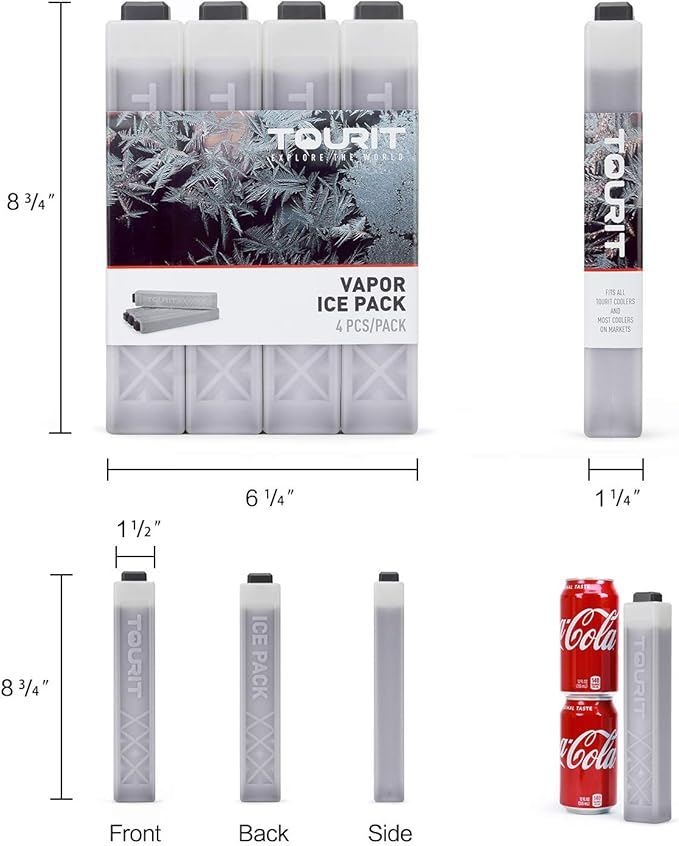 TOURIT Ice Packs for Coolers Reusable Long Lasting Freezer Packs for Lunch Bags/Boxes, Cooler Backpack