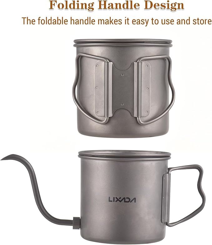 Lixada Camping Kettle Titanium Coffee Pot With Removable Spout