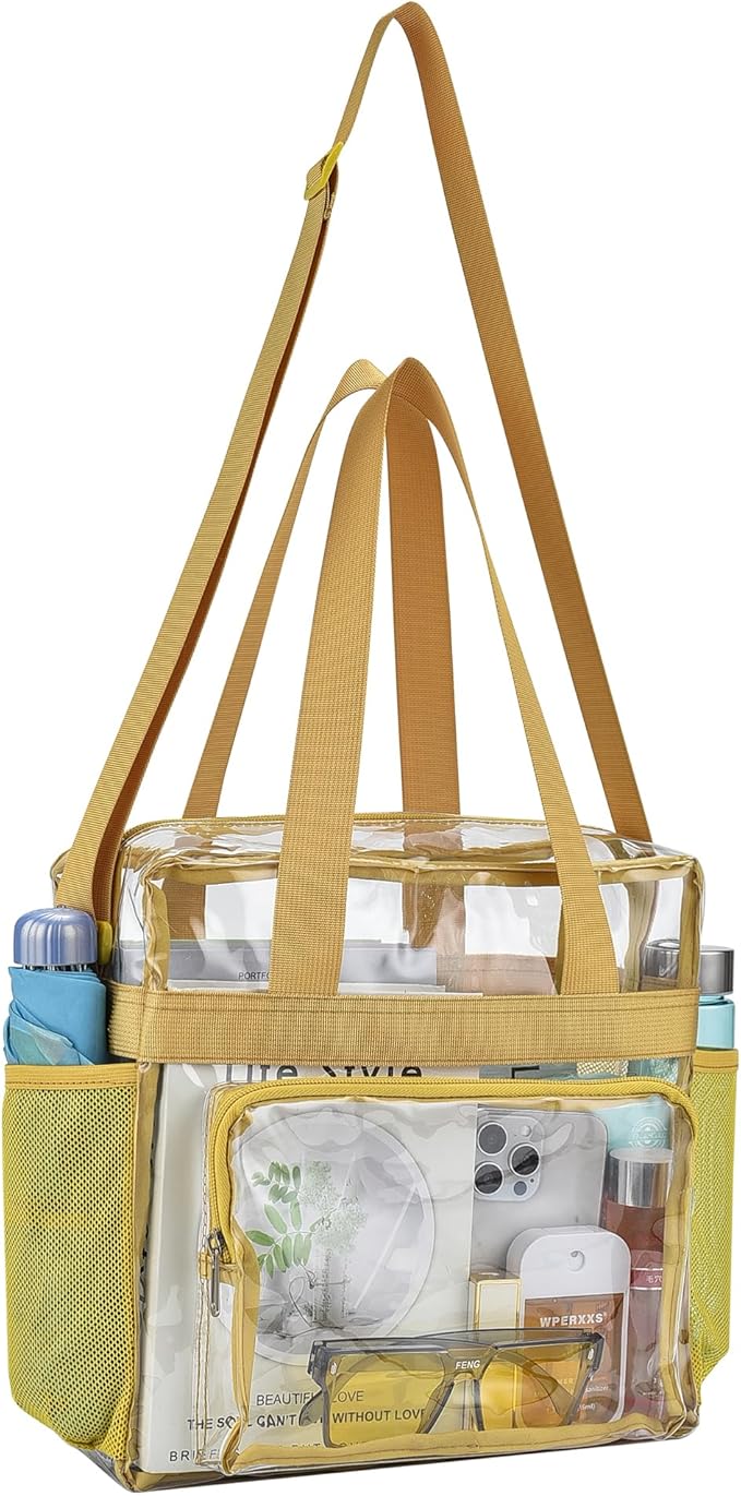 USPECLARE Clear Tote Stadium Approved, Security Travel & Gym Clear Bag for Work Sports Games Concerts